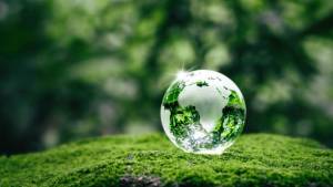 Green leaf with water droplet symbolizing eco-friendly janitorial and commercial cleaning alternatives in Houston.