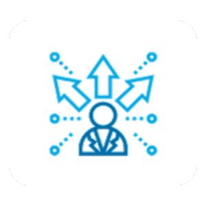 Icon of employee with arrows above head symbolizing career advancement and growth at a Houston janitorial and commercial cleaning company.