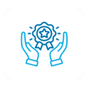 Icon of hands holding a ribbon symbolizing employee loyalty bonuses and retention rewards at a Houston janitorial and commercial cleaning company.