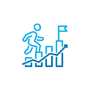 Icon of person ascending stairs representing employee development and career growth at a Houston janitorial and commercial cleaning company.